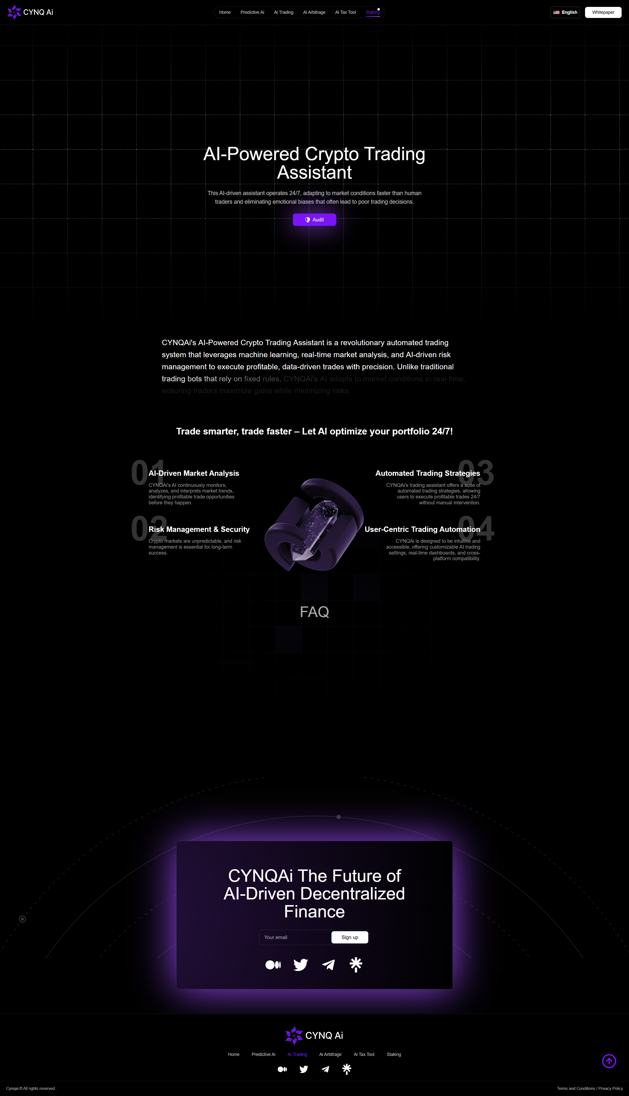 Desktop AI-assisted trading research module containing product claims and demonstration content.